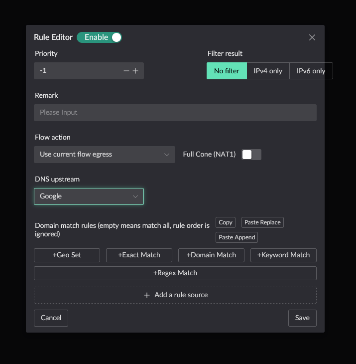 Editing a DNS rule