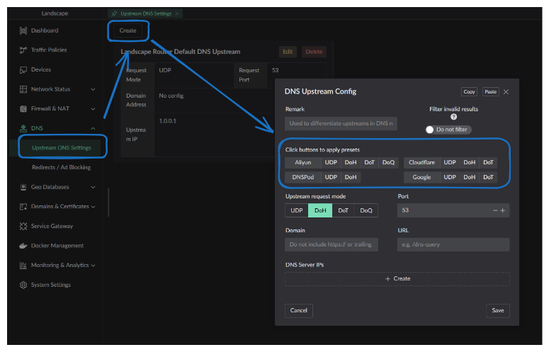 Upstream DNS configuration