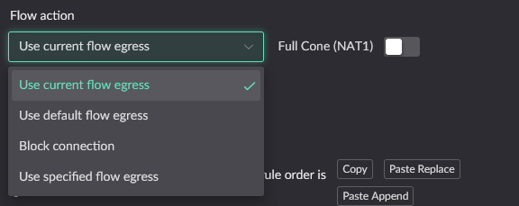 Traffic action options